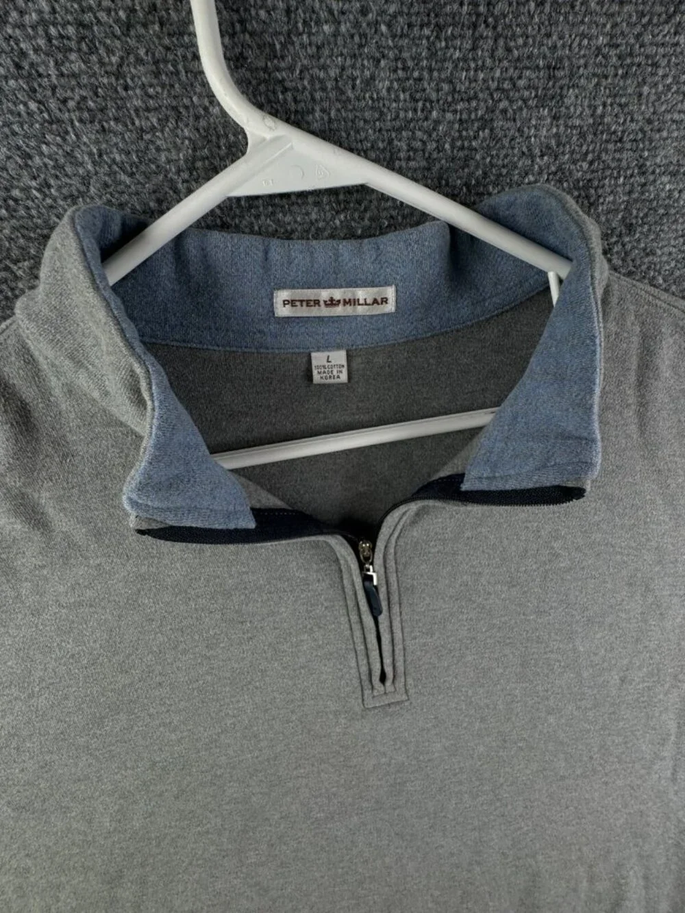 Peter Millar Cotton Gray 1/4 Zip Pullover Sweater Soft Long Sleeve Men Knit